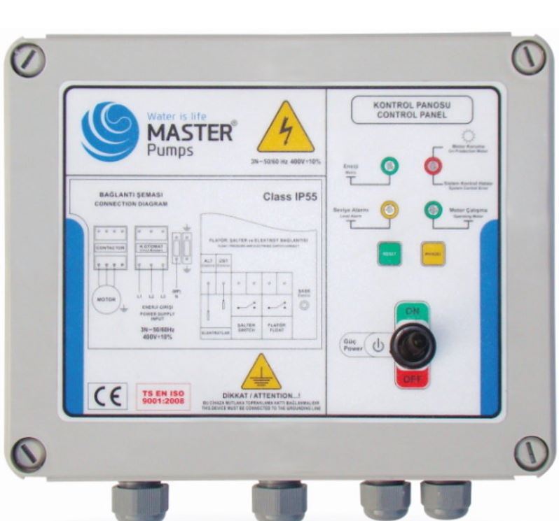 Master DK T 3*2-20 HP Trifaze Derin Kuyu Dalgıç Pompaları Elektronik Korumalı Kontrol Panosu